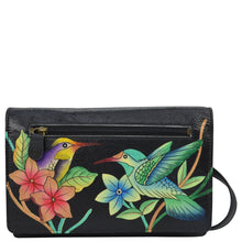 Load image into Gallery viewer, Birds in Paradise Black Organizer Wallet On a String - 1834
