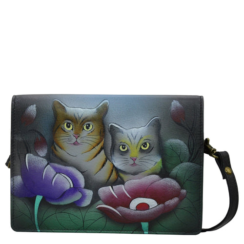 Two Cats Grey Two Fold Wallet On a String - 1845