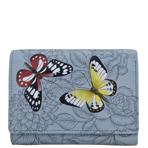 Butterfly Garden Blue Ladies Three Fold Wallet - 1850