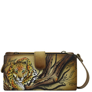 African Leopard Tan Bi-Fold Wallet With Strap - 1856
