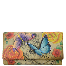 Load image into Gallery viewer, Floral Paradise Tan Three Fold Organizer Wallet - 1860
