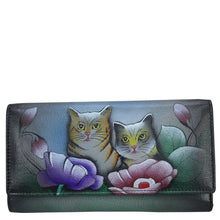 Load image into Gallery viewer, Two Cats Grey Three Fold Organizer Wallet - 1860
