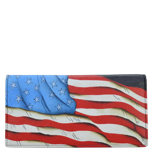 Stars and Stripes Black Two-Fold Clutch Wallet - 1871