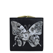 Load image into Gallery viewer, Butterfly Mosaic Black Two fold wallet w/clasp coin pocket - 1912
