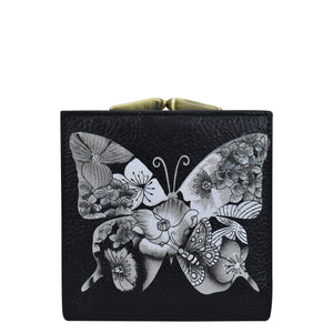 Butterfly Mosaic Black Two fold wallet w/clasp coin pocket - 1912