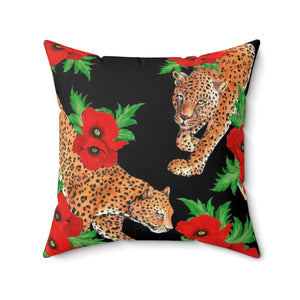 Enigmatic Leopard Polyester Square Pillow