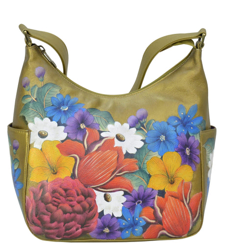 Dreamy Floral Classic Hobo With Side Pockets - 382