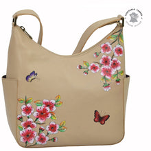 Load image into Gallery viewer,  Flower Garden Almond Classic Hobo With Side Pockets - 382
