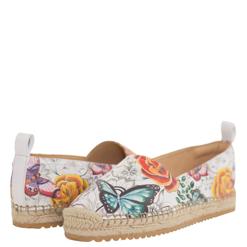 Floral paradise ANIKA PRINTED LEATHER ESPADRILLE LOAFER - 4204
