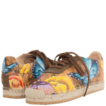 Load image into Gallery viewer, Anuschka Style 4207, Printed DIYA PRINTED LEATHER LACE UP ESPADRILLE. Floral Paradise print
