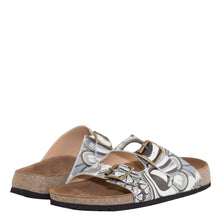 Load image into Gallery viewer, Patchwork Pewter Kyra Printed Leather Sandal - 4211
