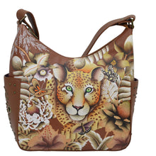 Load image into Gallery viewer, Cleopatra&#39;s Leopard Tan Classic Hobo With Studded Side Pockets-433
