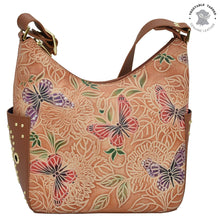 Load image into Gallery viewer, Tooled Butterfly Multi Classic Hobo With Studded Side Pockets - 433
