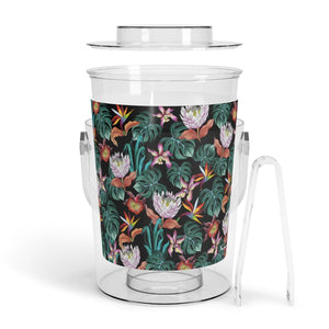 Island Escape Black Ice Bucket with Tongs