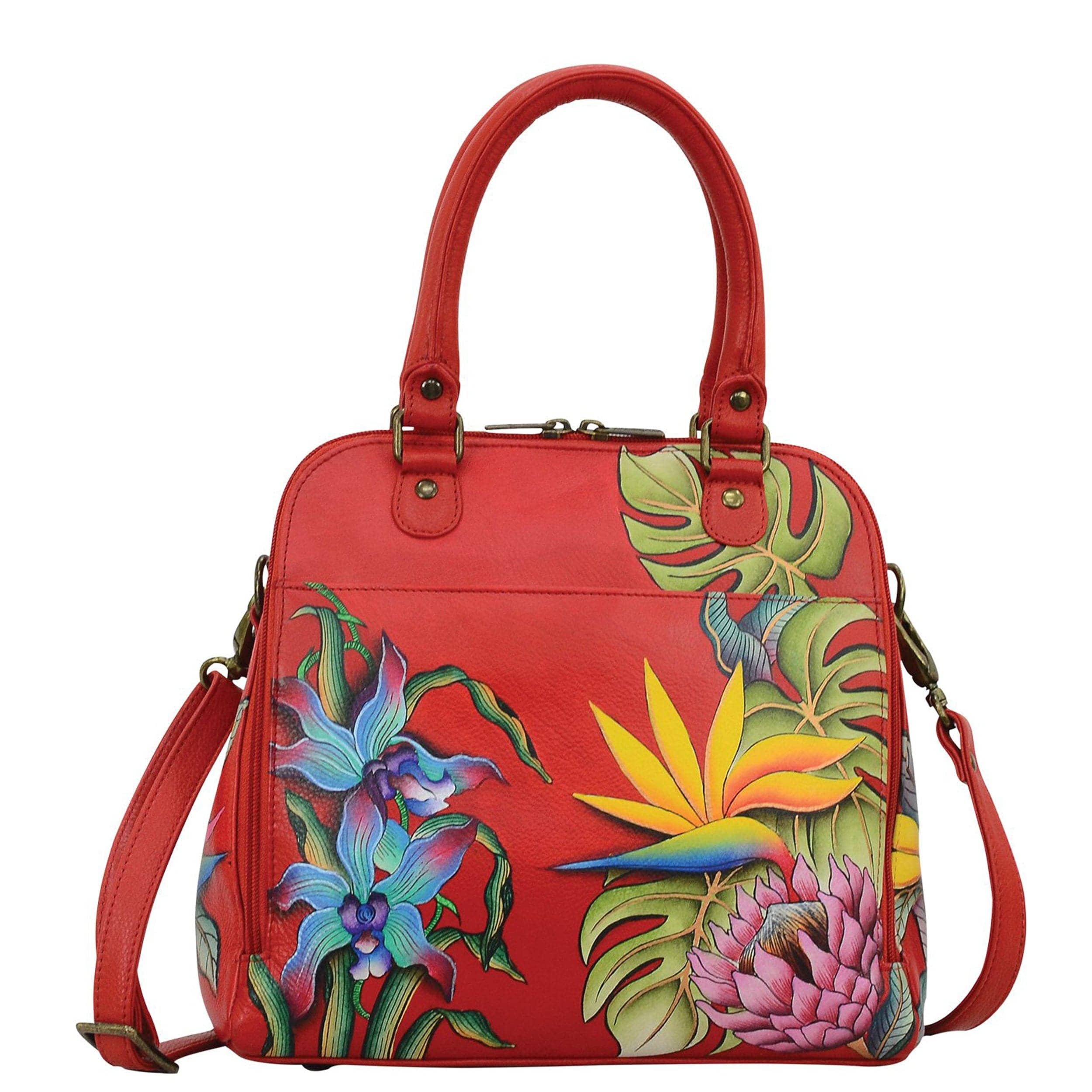Anuschka Style 606, handpainted Zip Around Convertible Satchel. Island Escape painting