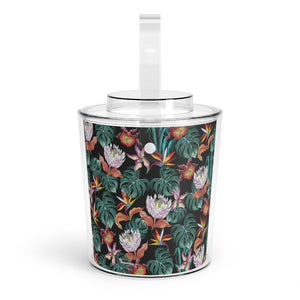 Island Escape Black Ice Bucket with Tongs
