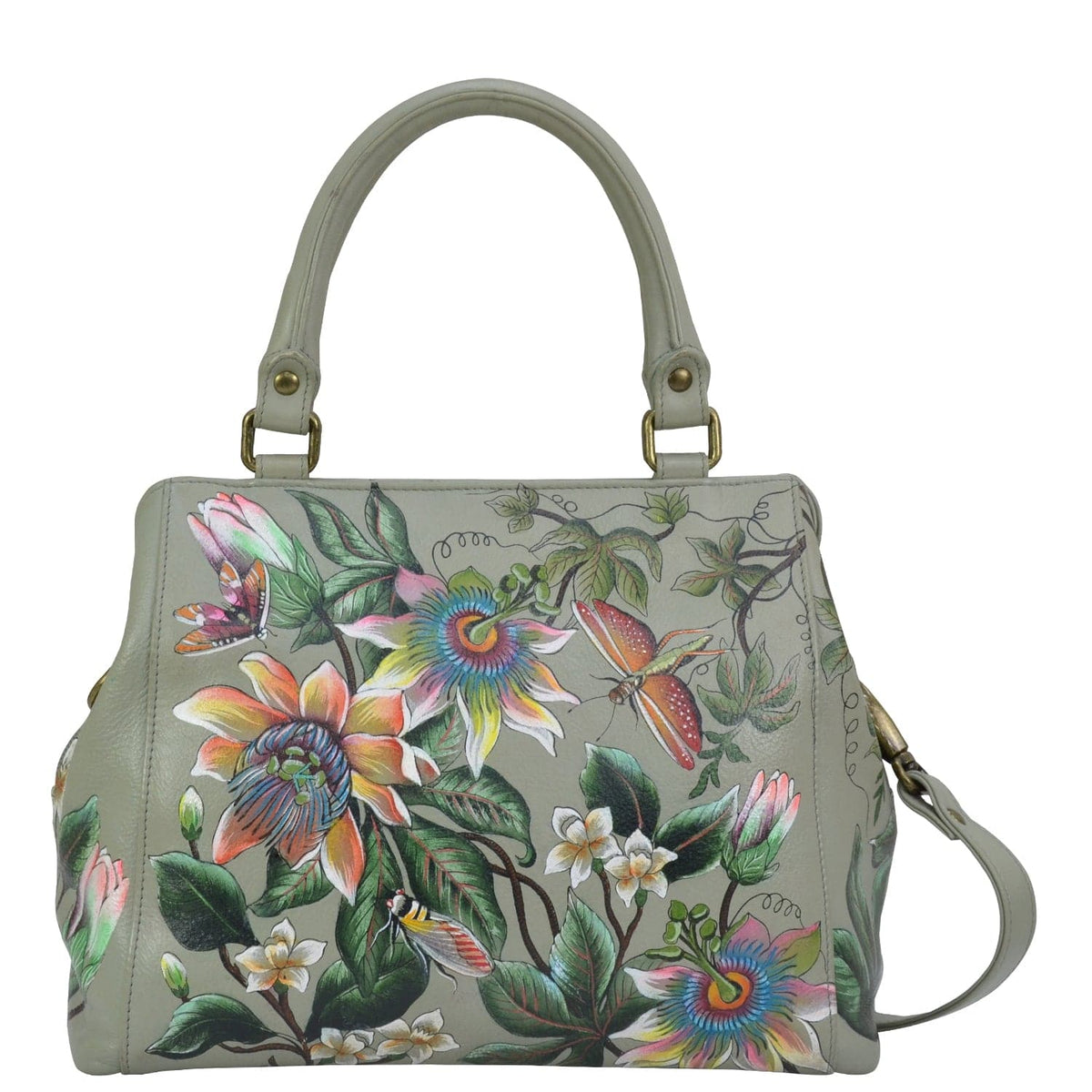 Buy Floral Passion Leather Hand Painted Multi Compartment Satchel - 690 ...