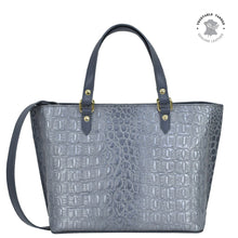 Load image into Gallery viewer, Croc Embossed Silver Grey Medium Tote - 693
