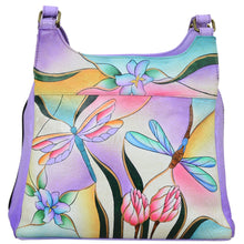 Load image into Gallery viewer, Dragonfly Glass Painting Triple Compartment Satchel - 7001
