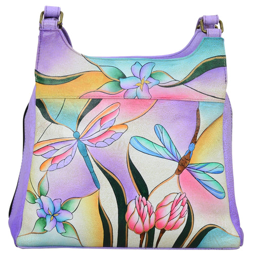 Dragonfly Glass Painting Triple Compartment Satchel - 7001