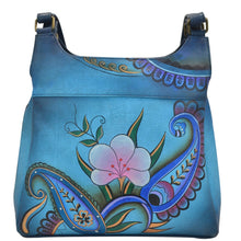 Load image into Gallery viewer, Denim Paisley Floral Triple Compartment Satchel - 7001
