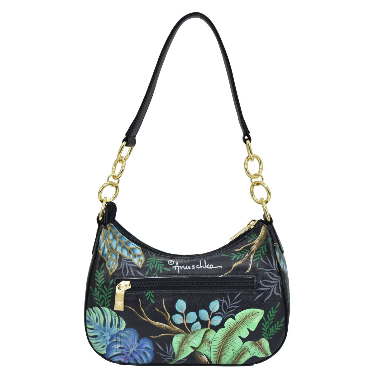 Buy Rainforest Beauties Leather Hand Painted Small Convertible Hobo ...