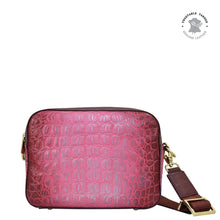 Load image into Gallery viewer, Croc Embossed Berry Twin Top Messenger - 704
