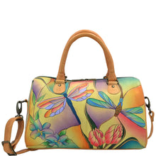 Load image into Gallery viewer, Dragonfly Glass Painting Zip Around Satchel - 8039
