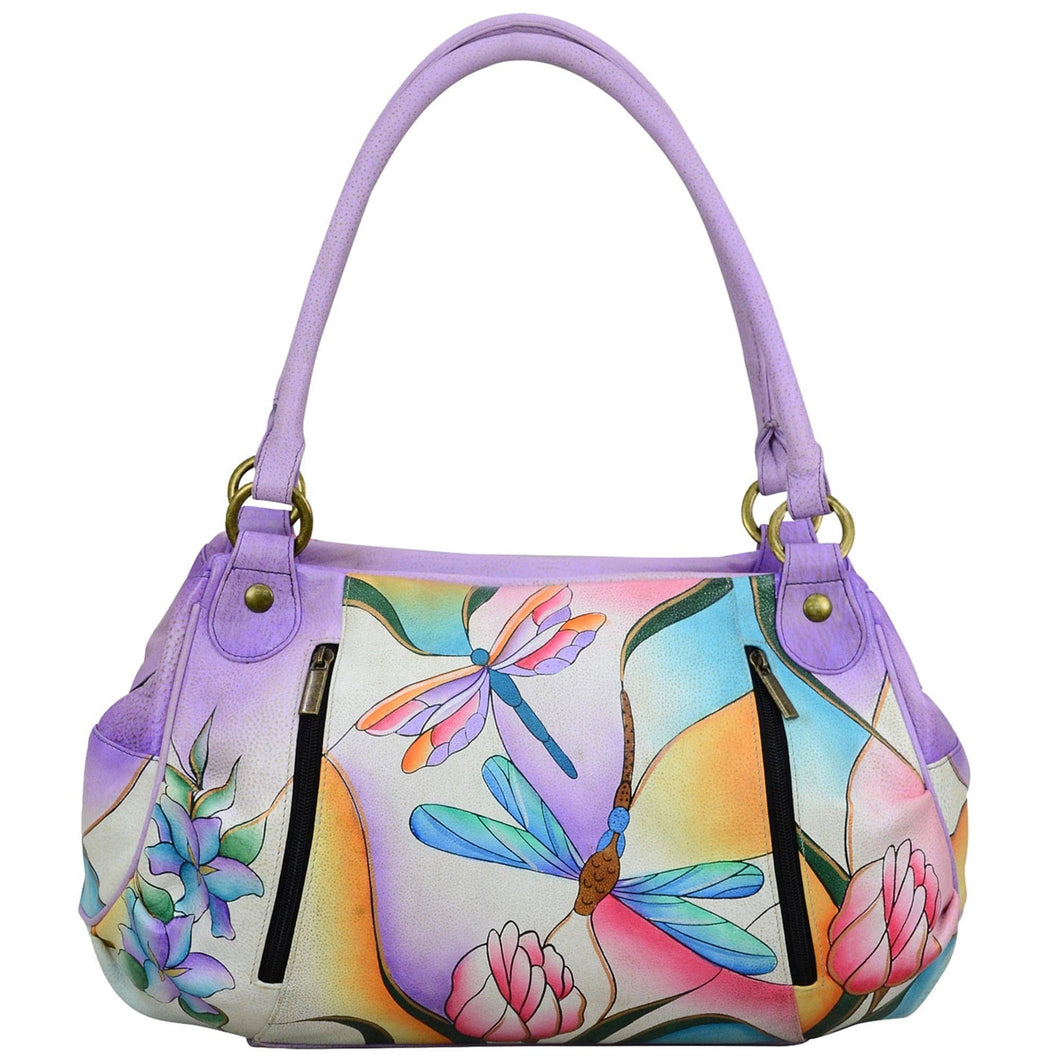 Dragonfly Glass Ruched Satchel - 8064