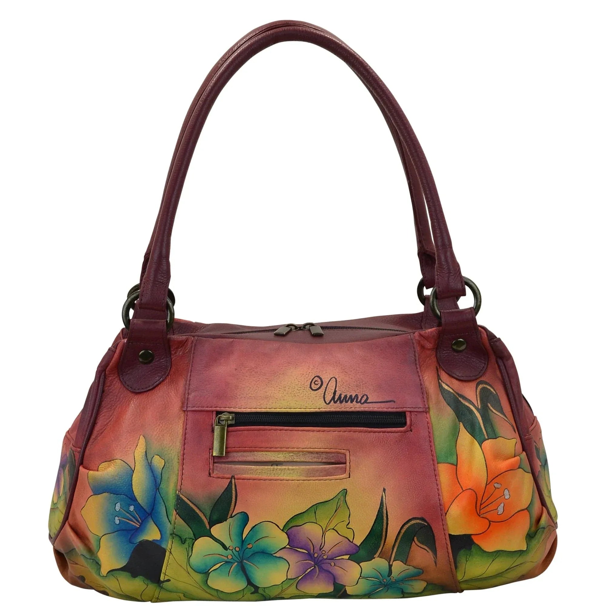 Leather Hand painted Ruched Satchel 8064 – Anuschka