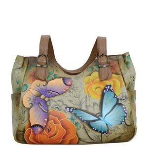 Floral Paradise Tan Shoulder Bag - 8065