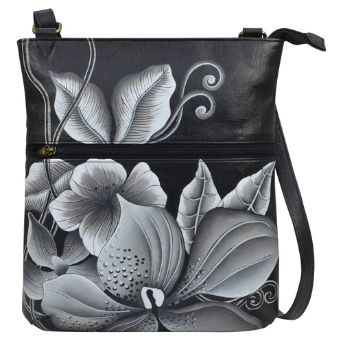 Midnight Floral Black Slim Cross Shoulder Bag - 8071