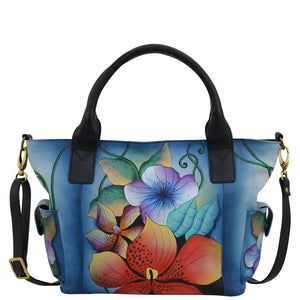 Midnight Floral Large Tote With Side Pocket - 8271