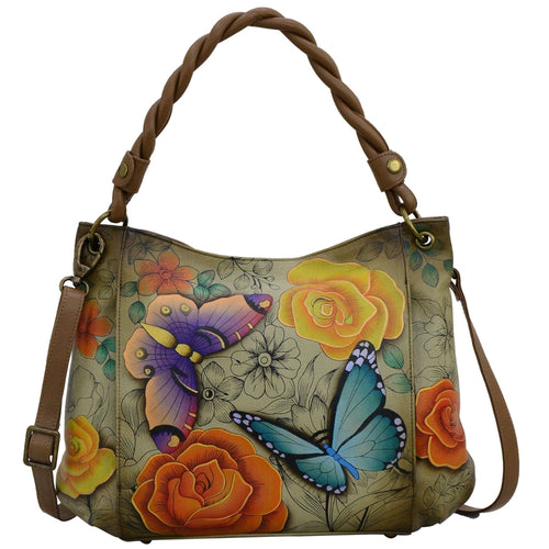 Floral Paradise Tan Slim Shoulder Bag - 8274