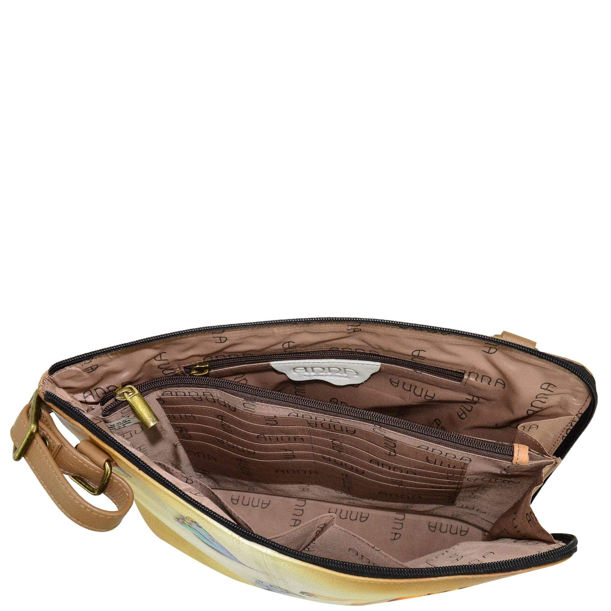 Leather Hand painted TwoSided Zip Travel Organizer 8338 Anuschka