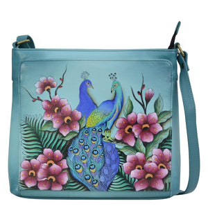 As Is Anuschka Hand-Painted Leather Crossbody Organizer Wallet