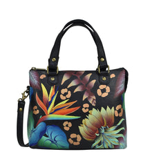 Load image into Gallery viewer, Tropical Dreams Black Satchel With Crossbody Strap - 8461
