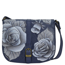 Load image into Gallery viewer, Romantic Rose Navy Flap Crossbody - 8486
