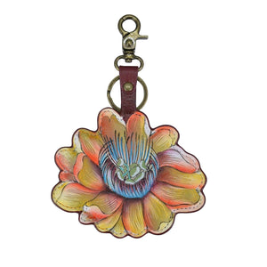 Floral Passion-Painted Leather Bag Charm-K00033- Keycharms
