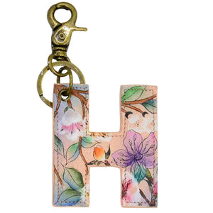 Anuschka style K000H, handpainted Leather Bag Charm. Japanese Garden painting in multi color.