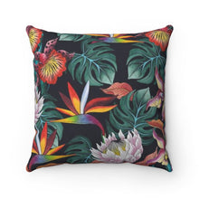 Load image into Gallery viewer, Anuschka Polyester Square Pillow, Island Escape Black printing in Black color. Featuring Suitable for machine wash.
