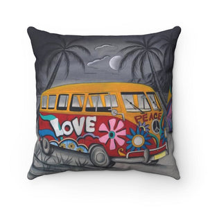 Anuschka Polyester Square Pillow, Happy Camper printing in Black color. Featuring Suitable for machine wash.